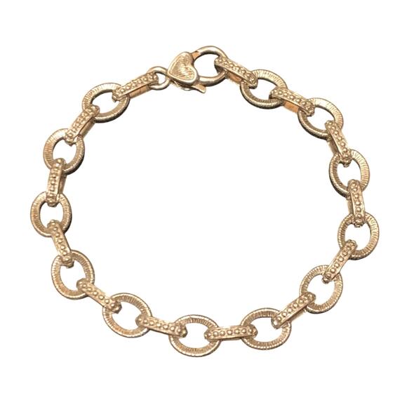 Judith Ripka Bracelet Sterling Silver Links w/ Dots & Lines 7.25 Inches Vintage - Picture 2 of 8